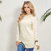 Women Sweater Tops Long Sleeve Crew Neck Solid Color Knitwear Pullovers Sai Feel